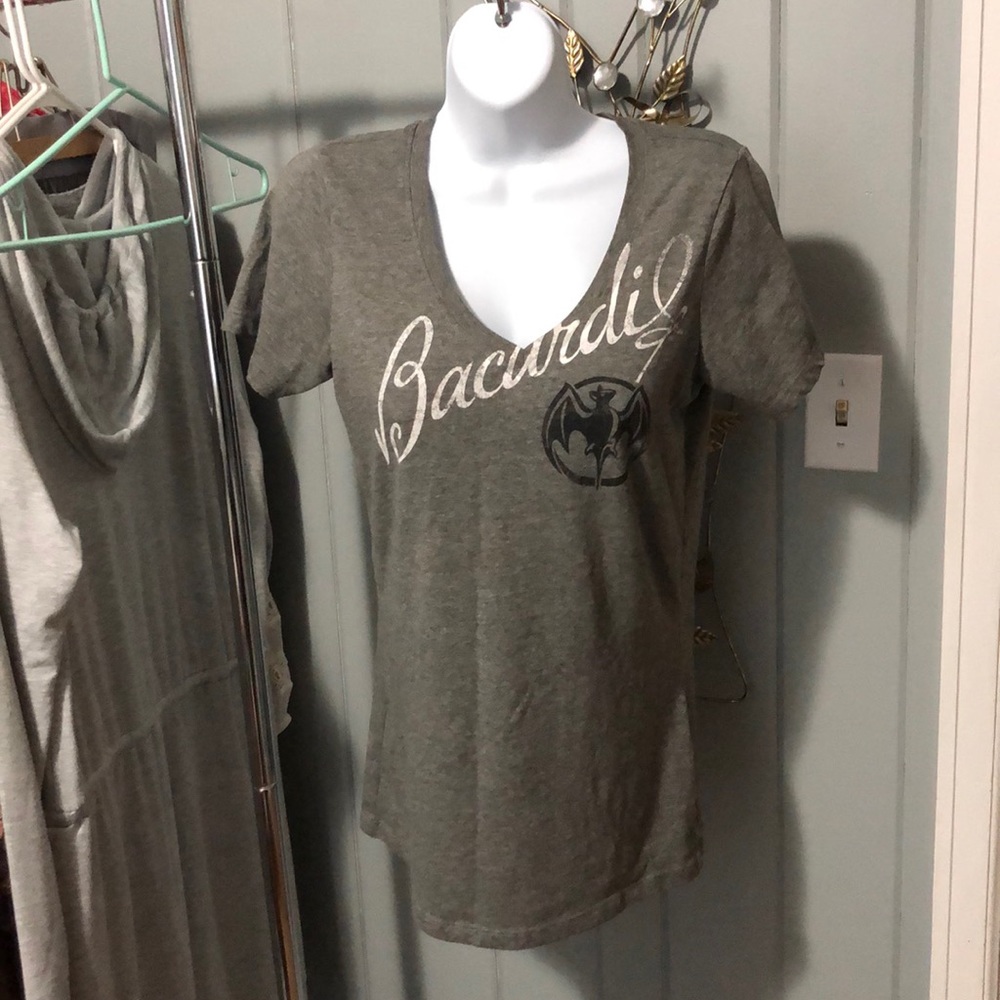 Bacardi gray v-neck tee size medium